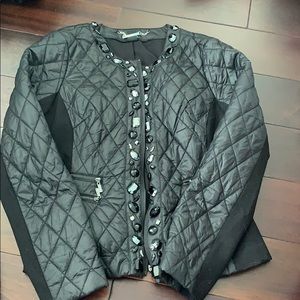 White House Black Market Black Quilted Bomber Jacket